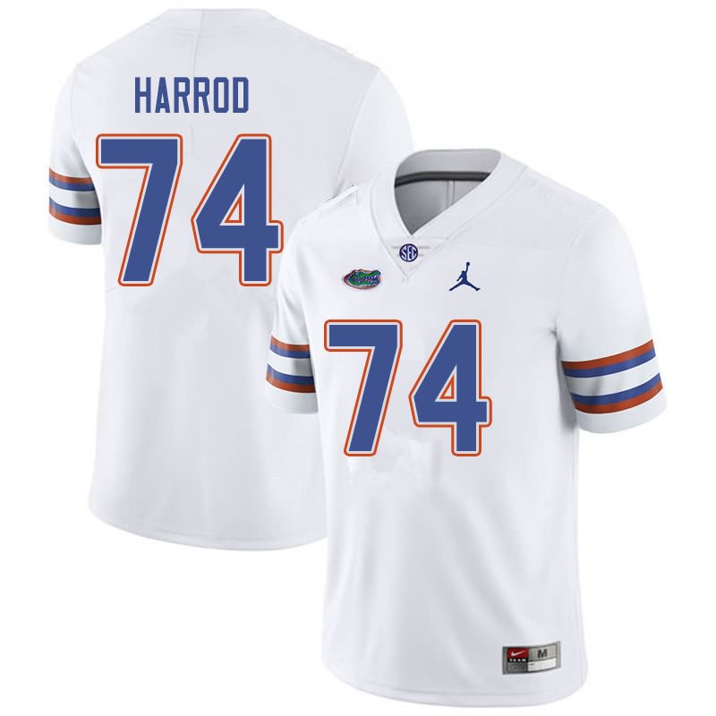 Men's NCAA Florida Gators Will Harrod #74 Stitched Authentic Jordan Brand White College Football Jersey EHO2565DC